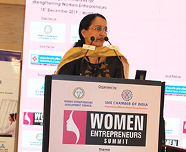 Ms. Rachana Bhusari Kakkar - Vice President - National Stock Exchange of India Ltd. addressing the delegates on Capital Market Access - Advantage and benefits for SMEs and Women Entrepreneurs