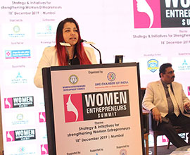 Ms. Samiksha Naik - Managing Director, Samswek Global Events & Exhibitions, Dubai addressin the delegates on Emerging Business Opportunities in Gulf Countries